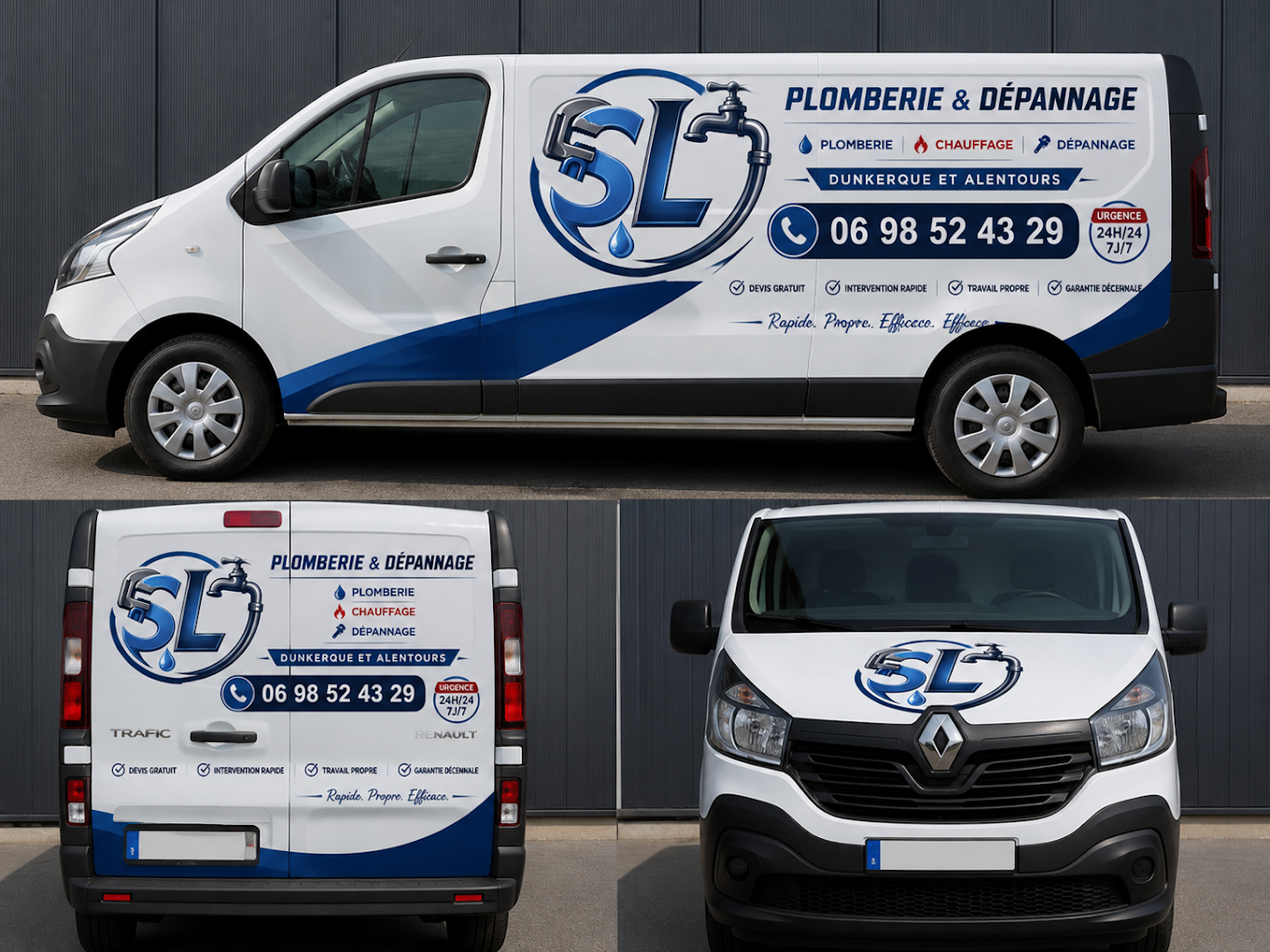 Le camion de SL Plomberie en intervention à Dunkerque